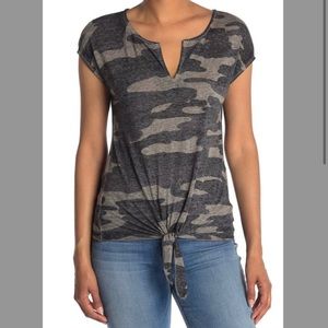 Lucky Brand Camo Tie-Front Top